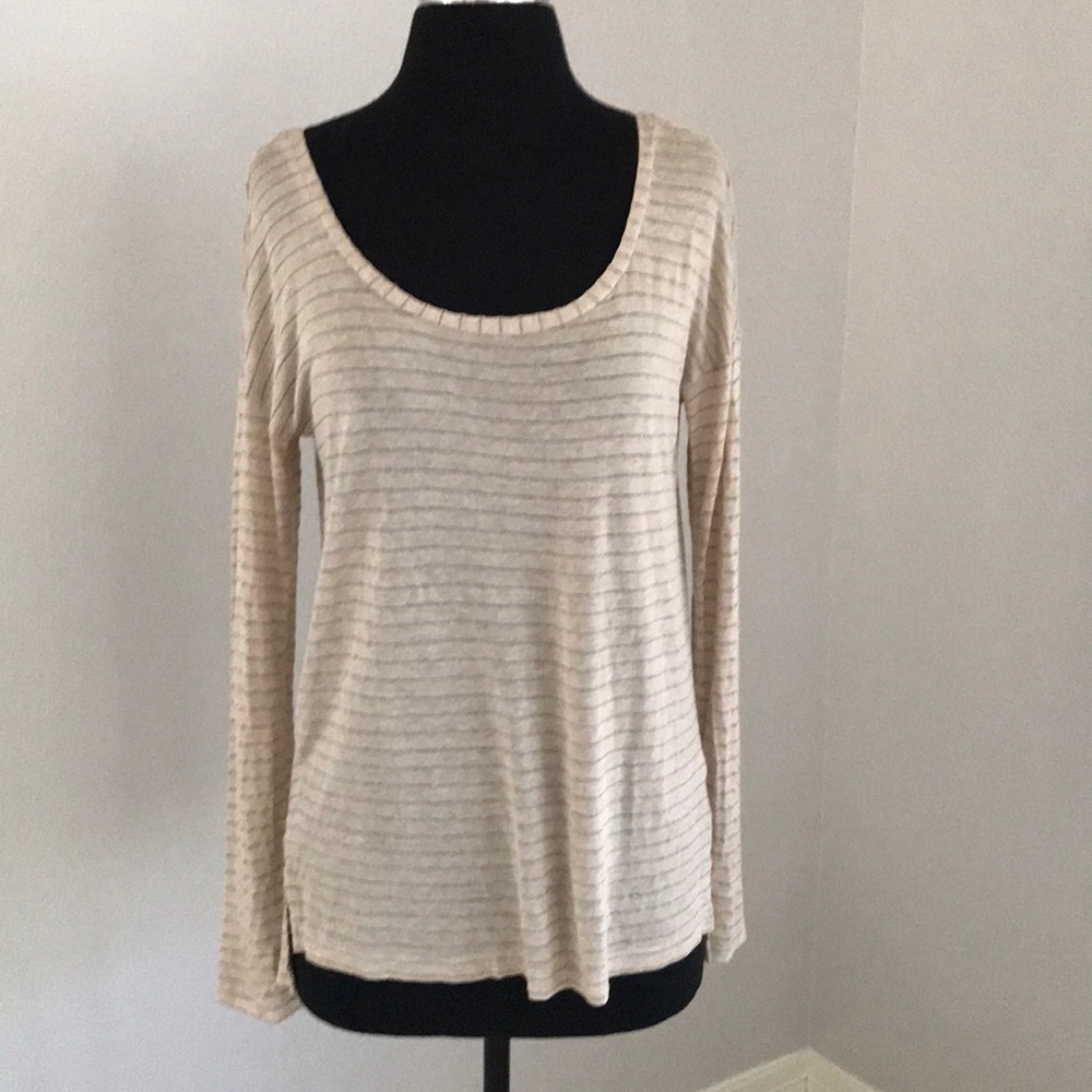 Splendid gold metallic stripe long sleeve top SZ.M